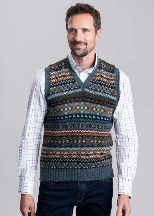 Aith Slipover - Teal Fairisle