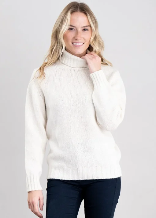 Alaina Lambswool Roll Collar - Ecru