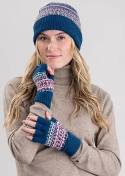 Alba Lambswool Fingerless Gloves - Peacock