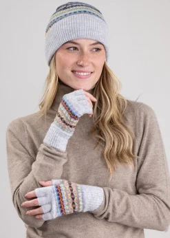 Alba Lambswool Fingerless Gloves - Misty