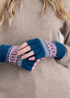 Alba Lambswool Fingerless Gloves - Peacock