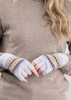 Alba Lambswool Fingerless Gloves - Misty