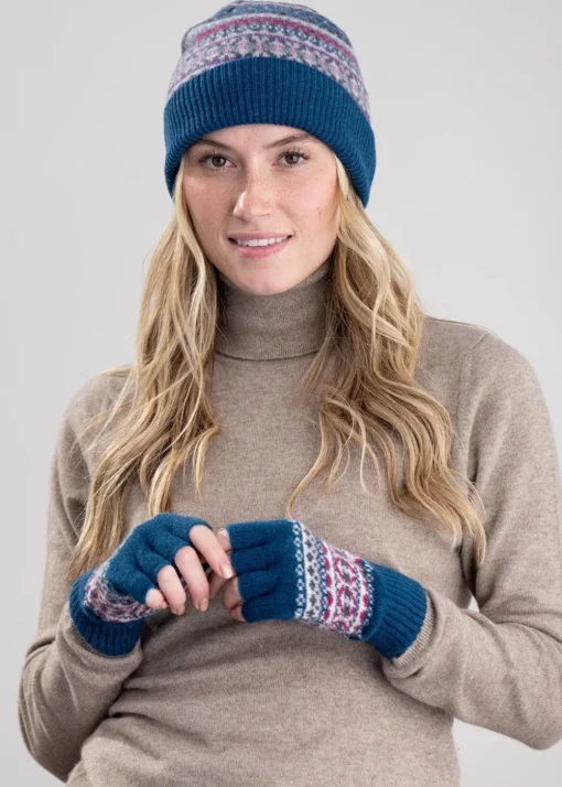 Alba Lambswool Fingerless Gloves - Peacock
