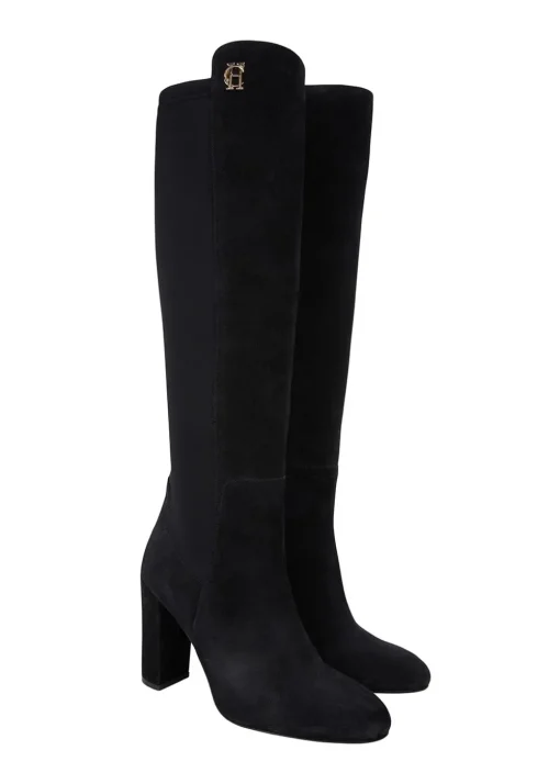 Albany Heeled Boots - Black Suede