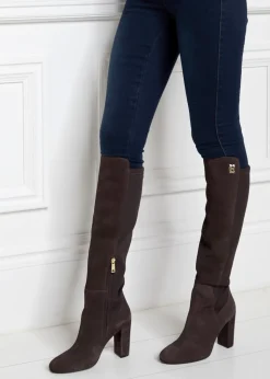 Albany Heeled Boots - Chocolate Suede