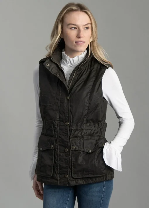 Alma Wax Gilet - Dark Olive