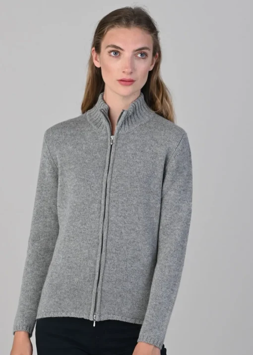 Amelia Cashmere High Neck Zip - Flannel