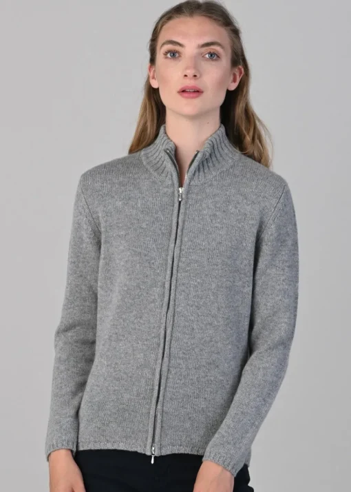 Amelia Cashmere High Neck Zip - Flannel