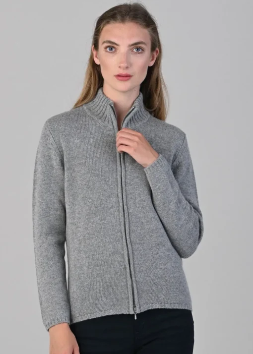 Amelia Cashmere High Neck Zip - Flannel