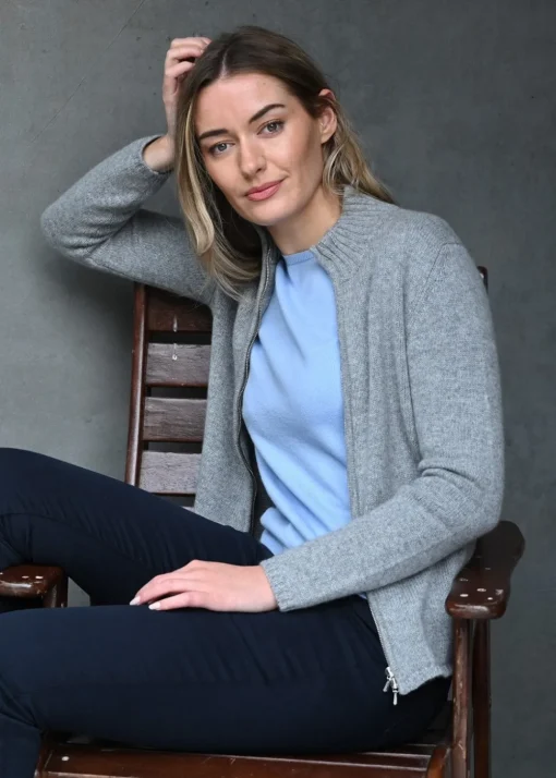 Amelia Cashmere High Neck Zip - Flannel