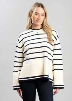 Antonia Crew Neck Knit - Natural Stripe