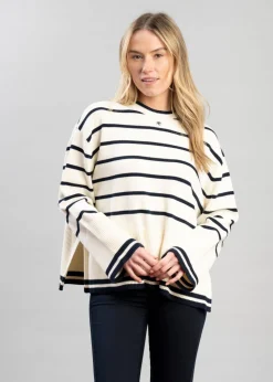Antonia Crew Neck Knit - Natural Stripe