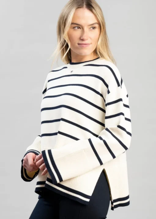 Antonia Crew Neck Knit - Natural Stripe