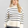 Antonia Roll Neck Knit - Natural Stripe