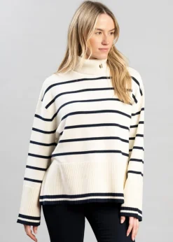Antonia Roll Neck Knit - Natural Stripe