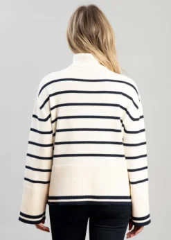 Antonia Roll Neck Knit - Natural Stripe