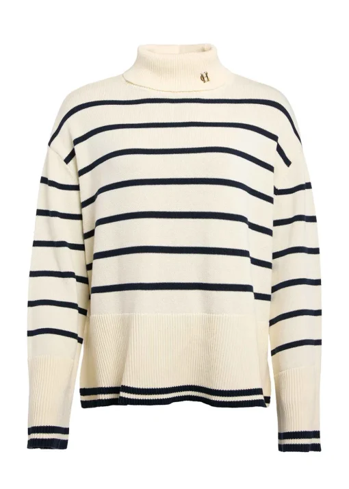 Antonia Roll Neck Knit - Natural Stripe