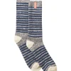 Attleborough Bamboo Mid Length Lightweight Stripe Socks - Navy