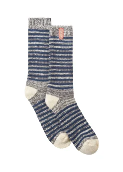 Attleborough Bamboo Mid Length Lightweight Stripe Socks - Navy