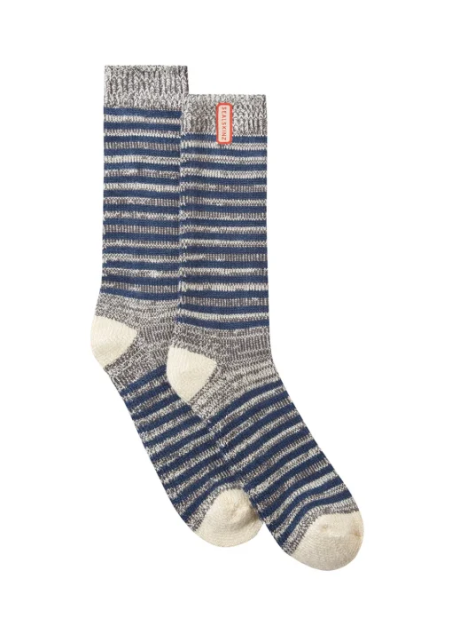 Attleborough Bamboo Mid Length Lightweight Stripe Socks - Navy
