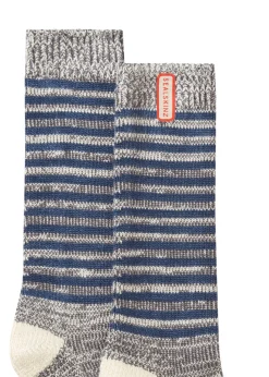 Attleborough Bamboo Mid Length Lightweight Stripe Socks - Navy