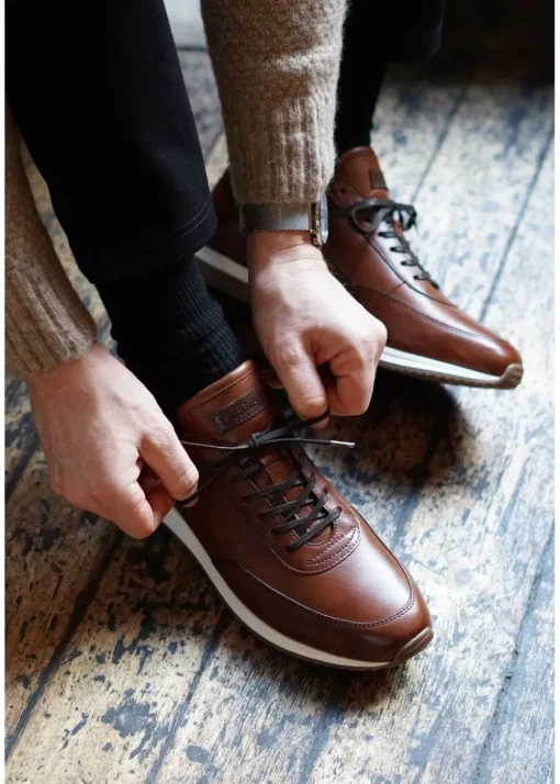 Bannister Trainers - Cedar Burnished Calf