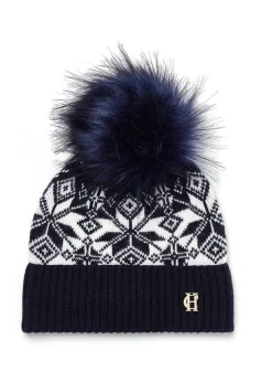 Beatrice Bobble Hat - Ink Navy Cream