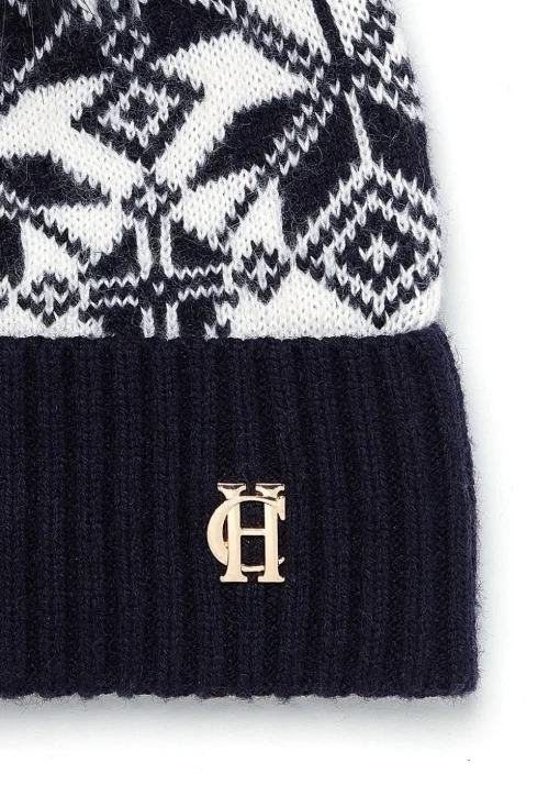 Beatrice Bobble Hat - Ink Navy Cream