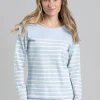 Beauport Top - Pale Blue and Lemon Stripe