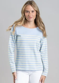 Beauport Top - Pale Blue and Lemon Stripe