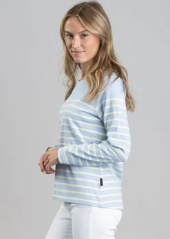 Beauport Top - Pale Blue and Lemon Stripe