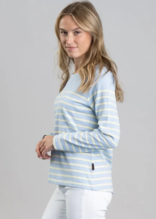 Beauport Top - Pale Blue and Lemon Stripe