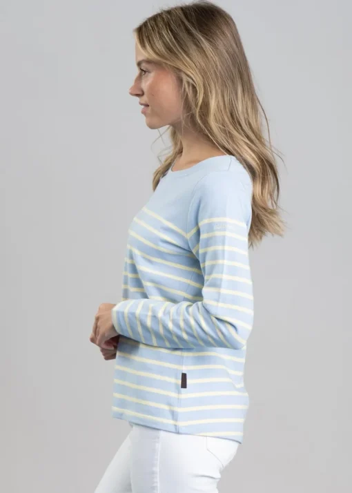 Beauport Top - Pale Blue and Lemon Stripe