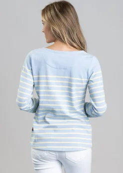Beauport Top - Pale Blue and Lemon Stripe