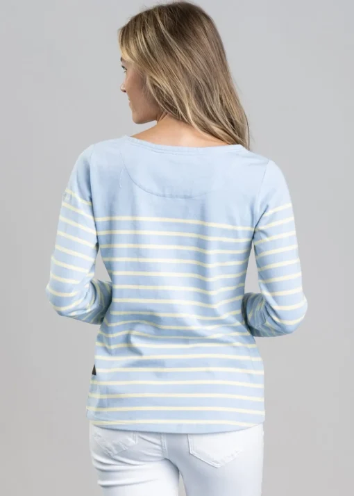 Beauport Top - Pale Blue and Lemon Stripe