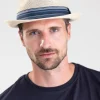 Belford Trilby Summer Hat - Ecru and Blue