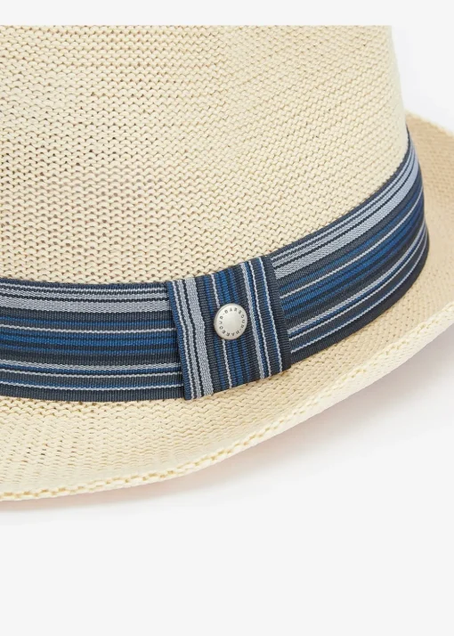 Belford Trilby Summer Hat - Ecru and Blue