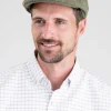 Belsay Tweed Cap - Lovat with Mid Blue and Burgundy Check
