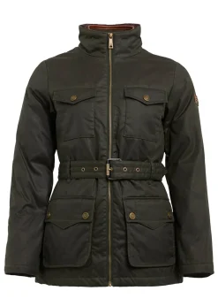 Belted Waxed Jacket - Dark Olive