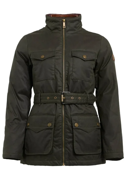 Belted Waxed Jacket - Dark Olive