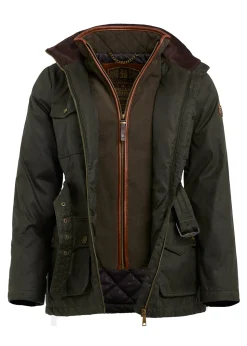 Belted Waxed Jacket - Dark Olive