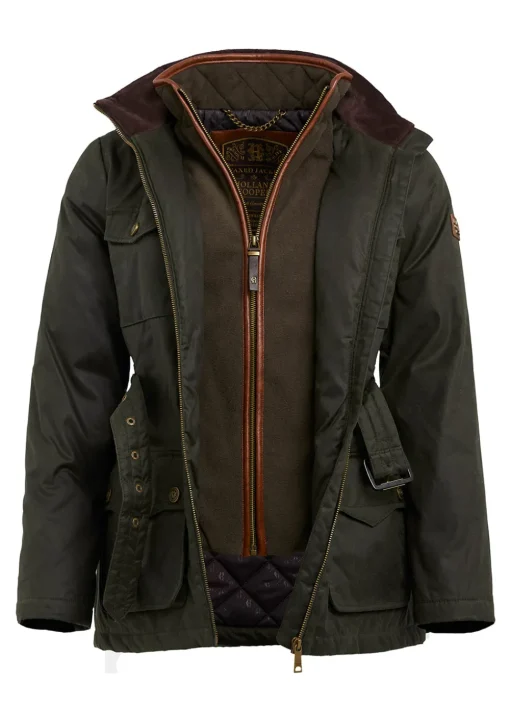 Belted Waxed Jacket - Dark Olive