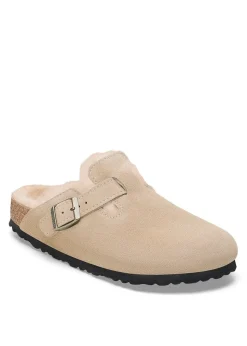 Boston Shearling Suede Clogs - Taupe