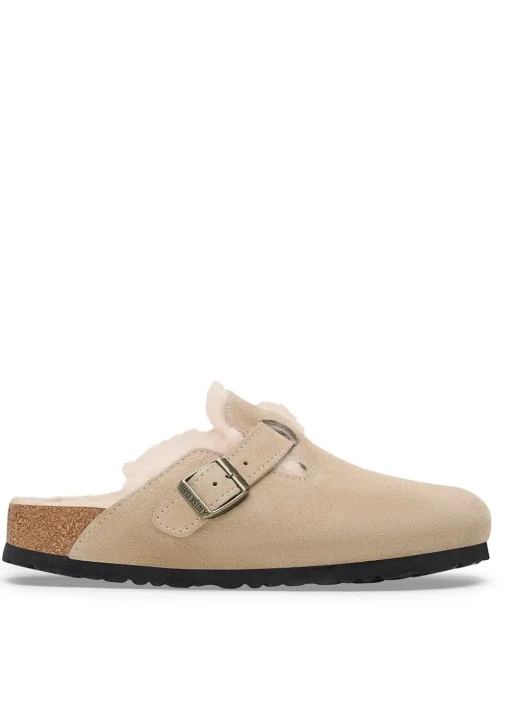 Boston Shearling Suede Clogs - Taupe