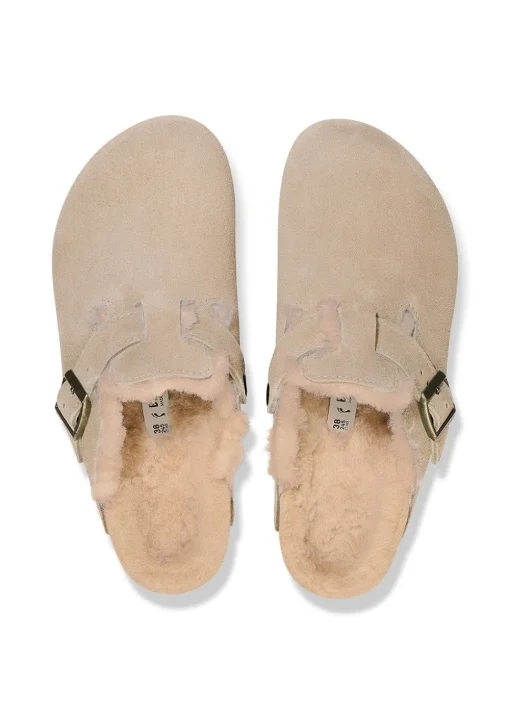 Boston Shearling Suede Clogs - Taupe
