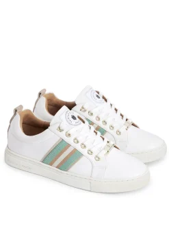 Boston Trainer - White Leather with Mint and Stone