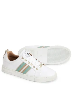 Boston Trainer - White Leather with Mint and Stone