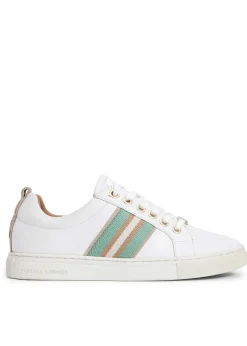 Boston Trainer - White Leather with Mint and Stone