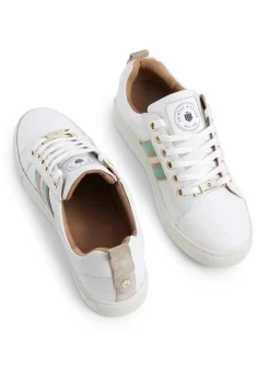 Boston Trainer - White Leather with Mint and Stone