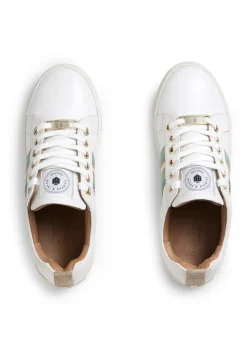 Boston Trainer - White Leather with Mint and Stone
